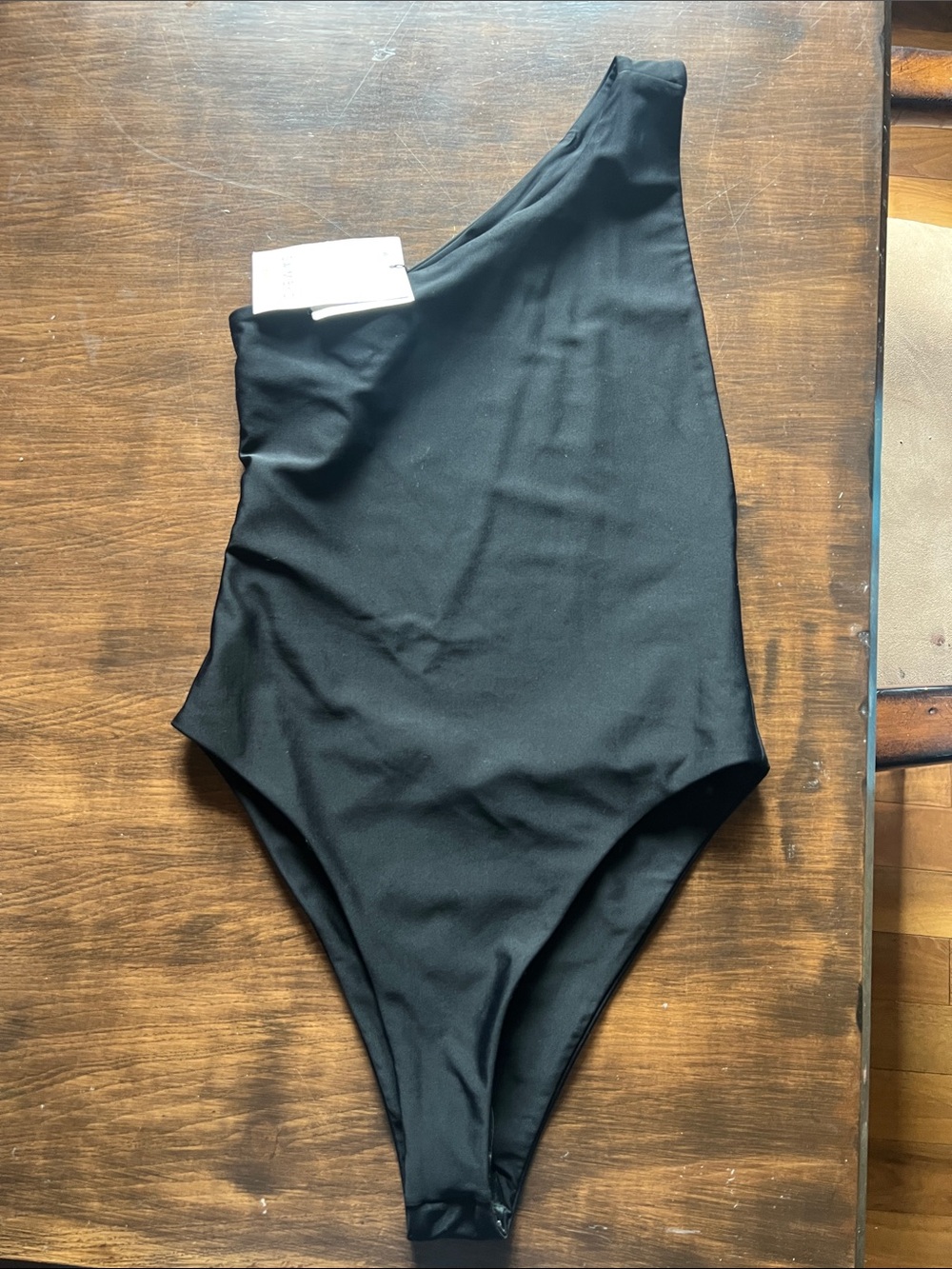 One-Shoulder Black One-Piece Swimsuit